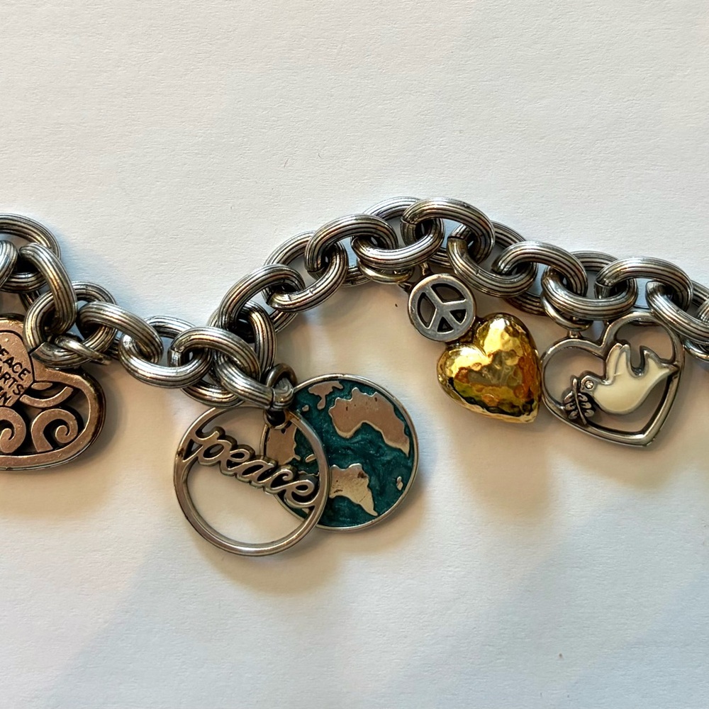 Brighton Silver and Gold Charm Bracelet - Peace theme
